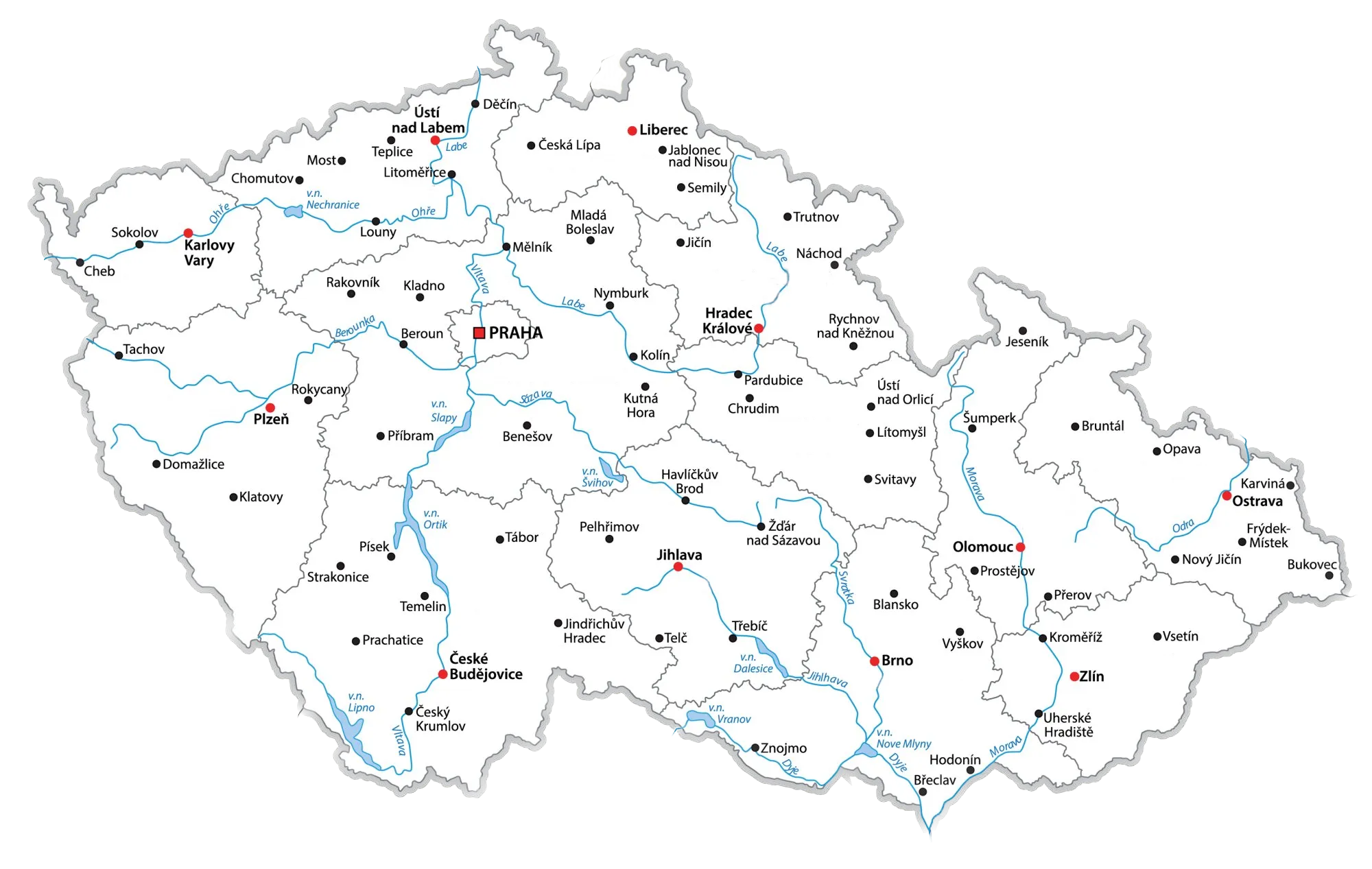 Mapa působnosti — Česká republika a Slovensko